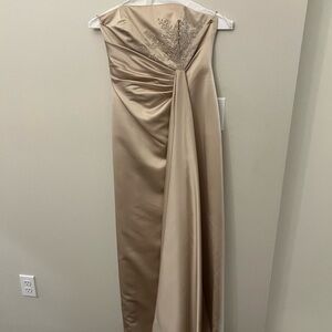 David's Bridal Strapless Champagne Gown